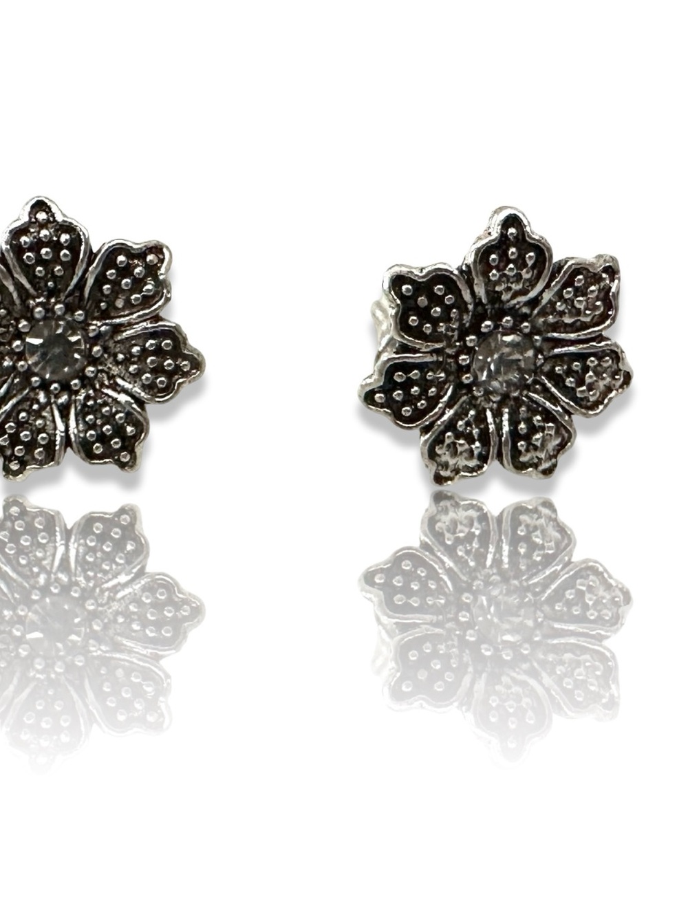 (3 for $25) Vintage Silver Floral Stud Earrings - Women Jewelry